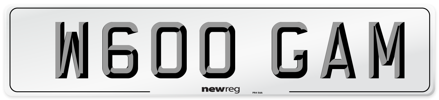 W600 GAM Number Plate from New Reg